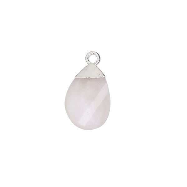 Drop, pink opal (natural) and sterling silver, 13x9mm flat faceted twisted hand-cut teardrop-1/2. Sold individually. image number 0