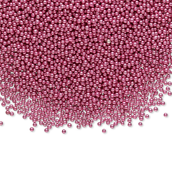 Bead, coated glass, opaque pink, 1mm undrilled micro round. Sold per 15-gram vial. image number 0