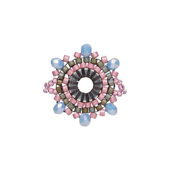 Link, Creative Touch, glass, violet / grey / gunmetal, 22mm double-sided snowflake. Sold individually. image number 0
