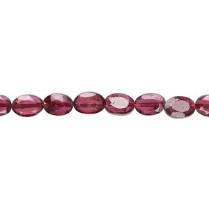 Garnet 1pkg1, hand-cut faceted flat oval bead 15.5-16 inch 7x6mm