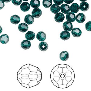 Bead 720pk emerald, Swarovski® 5mm round 5000