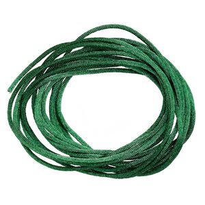 Cord, Satinique™, satin, dark green, 1.5mm small. Sold per 400-foot spool.