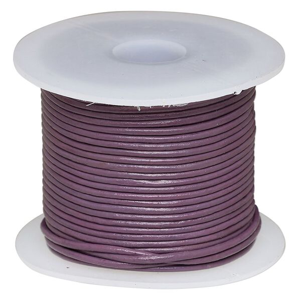 Cord, leather (dyed), purple, 1.4-1.6mm round. Sold per 25-yard spool. image number 0