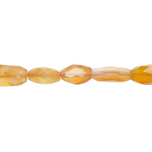 Carnelian 1pkg1, hand-cut faceted puffed oval bead, light 13 inch 6x5mm-11x8mm