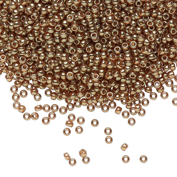 Seed bead, Miyuki, glass, pkg/250g, #11 rocaille, translucent gold luster topaz, (RR-311). image number 0