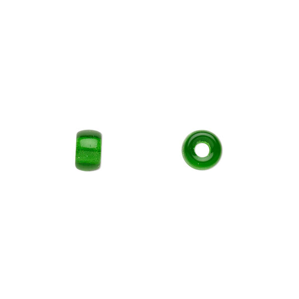 Bead, Czech pressed glass, emerald green, 6x4mm crow. Sold per 15-1/2" to 16" strand, approximately 100 beads. image number 0