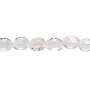 Quartz crystal 1pkg1, hand-cut faceted puffed oval bead natural 6 inch 7x6mm-9x7mm
