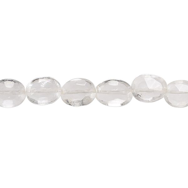 Quartz crystal 1pkg1, hand-cut faceted puffed oval bead natural 6 inch 7x6mm-9x7mm image number 0