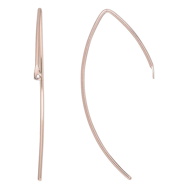 Ear wire, 14Kt rose gold-filled, 21mm marquise with closed loop, 18 gauge. Sold per pair. image number 0
