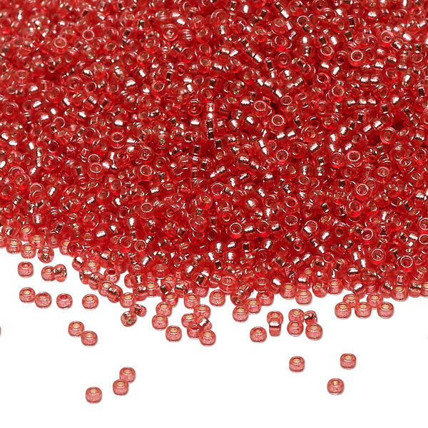 Seed bead, Miyuki, glass, pkg/250g, #15 rocaille, Duracoat® transparent silver-lined light cranberry, (RR-4263). image number 0