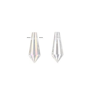 Drop, clear AB, 15x6mm faceted point. Sold per pkg of 8.