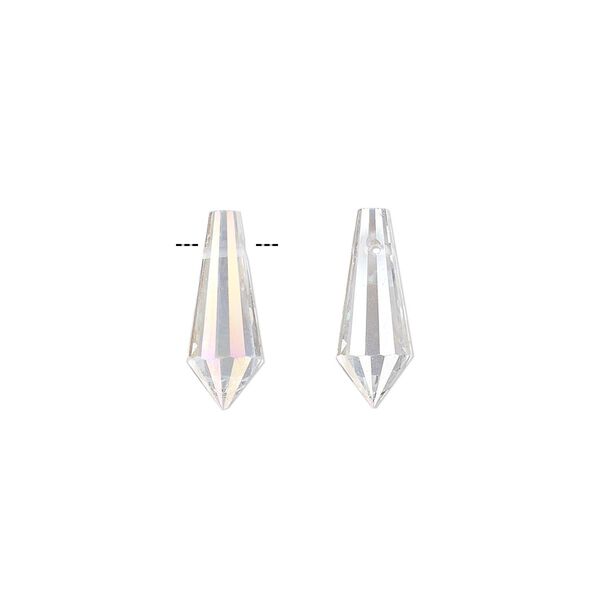 Drop, clear AB, 15x6mm faceted point. Sold per pkg of 8. image number 0