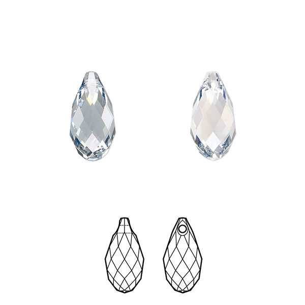 Briolette 2pk crystal blue shade, Crystal Passions® 13x6.5mm pendant drop 6010 image number 0