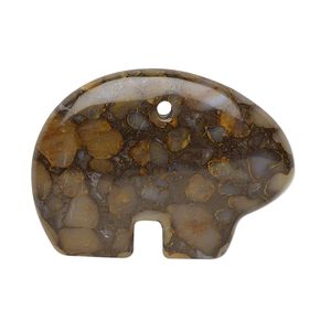 Brown opal 1pkg1, top-drilled Zuni-style bear focal 35x25mm