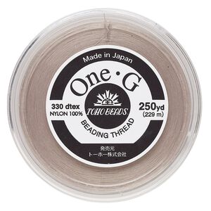Thread, TOHO BEADS®, One-G™, nylon, beige, size 0. Sold per 250-yard spool.