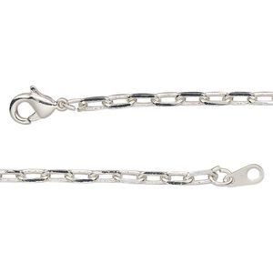 Chain 1pkg1 silver-plated paperclip, 3mm / lobster claw clasp, brass 16 inch