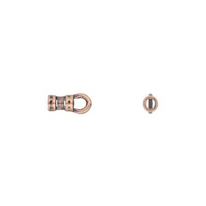 Crimp end, JBB Findings, antique copper-plated pewter (tin-based alloy), 5x3mm tube with loop, 1.7mm inside diameter. Sold per pkg of 4.
