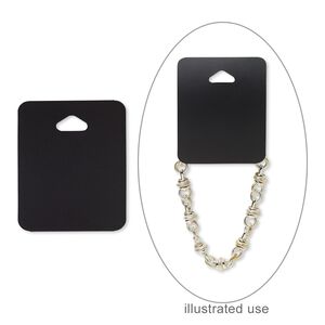 Necklace / bracelet card, plastic, black, 2-1/2 x 2 inches assembled. Sold per pkg of 100.