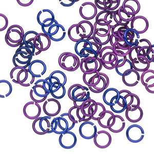 Jump ring 1pkg100 aluminum, 5mm round, 20 gauge / 3.1mm inside diameter / purple