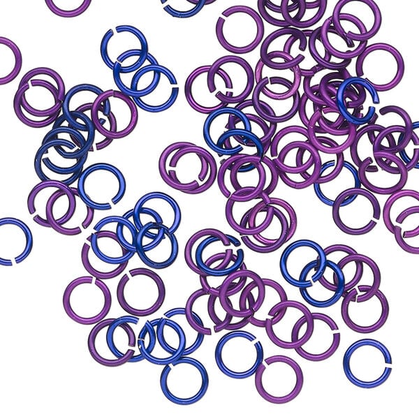 Jump ring 1pkg100 aluminum, 5mm round, 20 gauge / 3.1mm inside diameter / purple image number 0