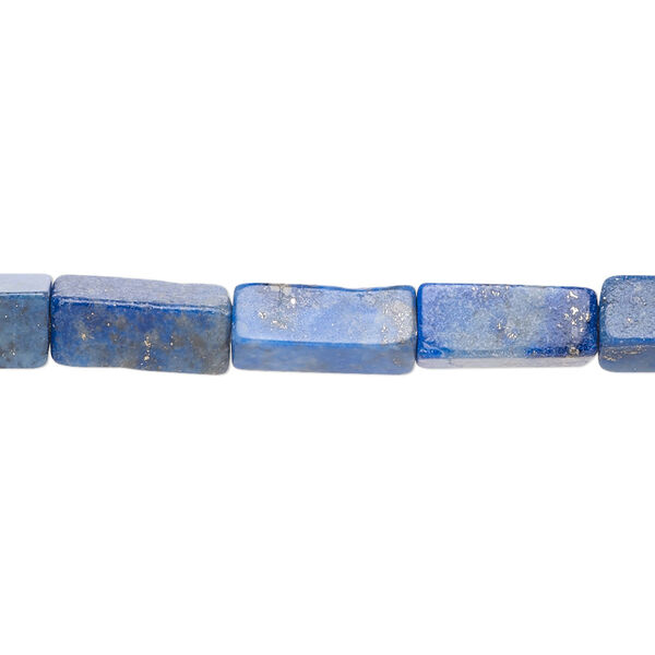 Bead, lapis lazuli (natural), 12x5mm-13x5mm square tube with 0.6-1mm hole, C grade, Mohs hardness 5 to 6. Sold per 15-inch strand. image number 0