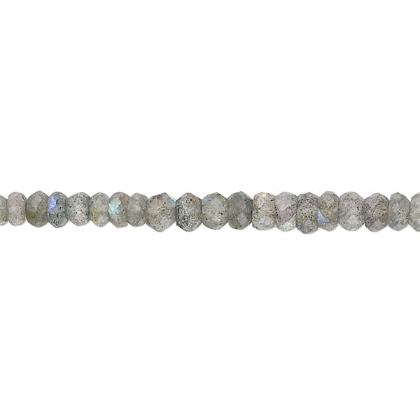 Bead, labradorite (natural), 3x2mm-4x3mm hand-cut faceted rondelle, B grade, Mohs hardness 6 to 6-1/2. Sold per 15-1/2" to 16" strand. image number 0