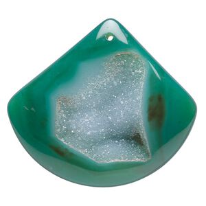 Druzy green agate 1pkg1, puffed teardrop focal 48x46mm-62x60mm