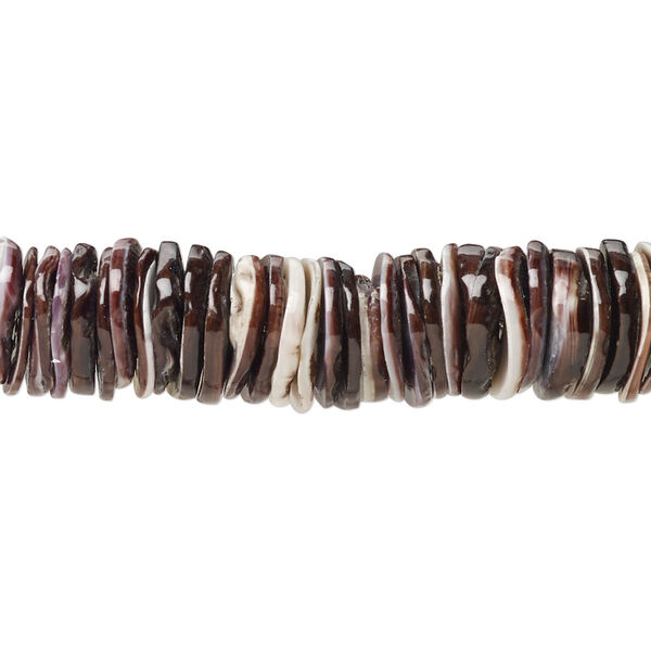 Bead, violet oyster shell (natural), pkg/16 inches, 10mm center-drilled heishi. image number 0