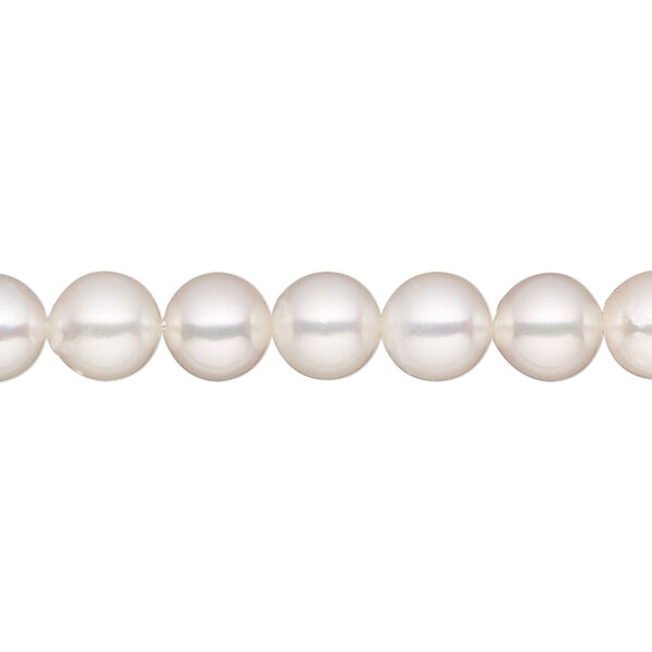 Pearl Akoya cultured saltwater 1pk white, 7-7.5mm round B grade bleached 15.5-16 inch image number 0