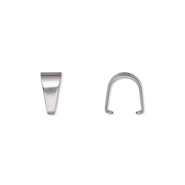 Bail, ice-pick, stainless steel, 10x6mm, 9mm grip length. Sold per pkg of 100. image number 0