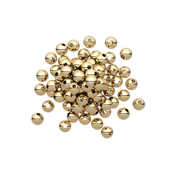 Bead, 14Kt gold-filled, 3mm smooth round. Sold per pkg of 20. image number 0
