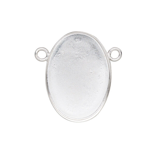 Connector, Almost Instant Jewelry®, fine silver, 26x19mm closed-back oval with 25x18mm oval bezel setting. Sold individually. image number 0