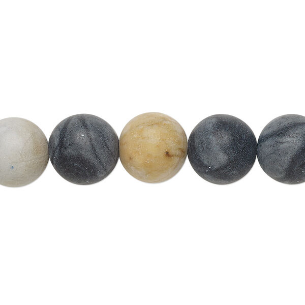 Bead, Picasso "jasper" (onyx marble) (natural), matte, 10mm round, B grade, Mohs hardness 3. Sold per 15-1/2" to 16" strand. image number 0