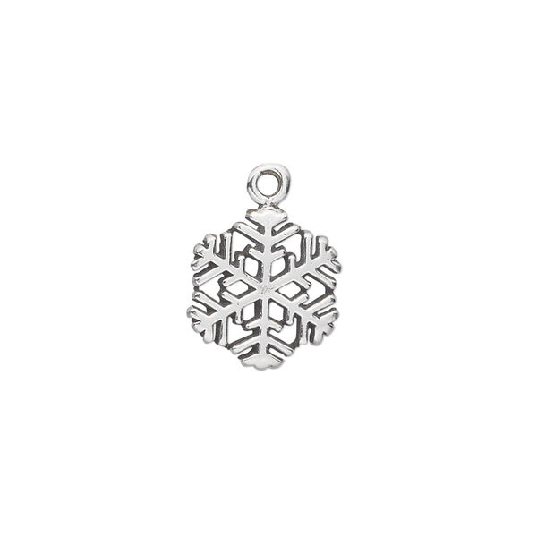 Charm, sterling silver, 13x12mm snowflake. Sold individually. image number 0
