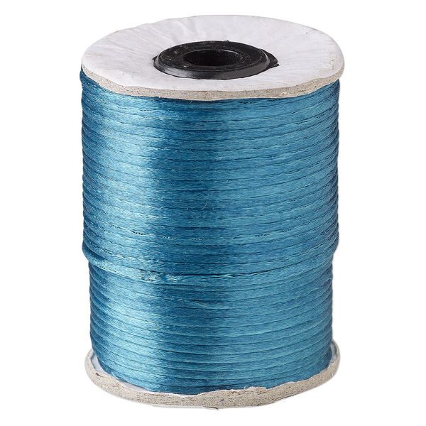 Cord, Satinique™, satin, teal, 2mm. Sold per 200-foot spool. image number 0