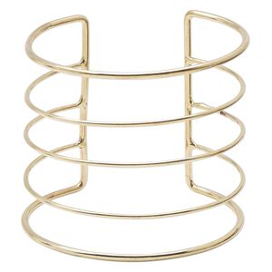 Bracelet component, cuff, gold-finished steel, 60mm wide with 5 rows, adjustable from 7 to 7-1/2 inches. Sold individually.