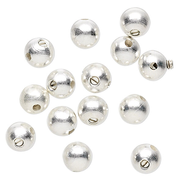 Crimp, Screw-Tite Crimps™, silver-plated copper, 4mm round, for wire up to 0.024 inches. Sold per pkg of 12. image number 0