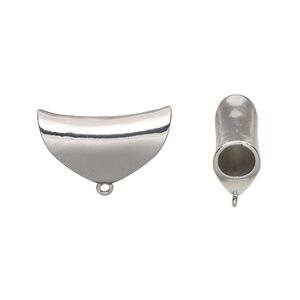 Pendant, silver-finished "pewter" (zinc-based alloy), 37x23mm rounded triangle with bottom loop, 9.5mm inside diameter. Sold individually.