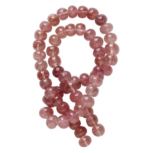 Strawberry quartz 1pkg1, hand-cut round / rondelle bead natural 14 inch 7x5mm-9x7mm image number 0
