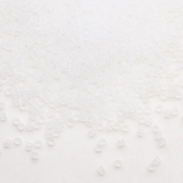 Seed bead, Delica®, glass, pkg/50g, #11 round, translucent matte crystal clear (DB-0741). image number 0