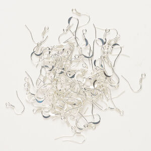 Ear wire 1pkg80, 15mm fishhook / 4mm coil, silver-finished steel 40 pair
