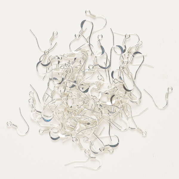 Ear wire 1pkg80, 15mm fishhook / 4mm coil, silver-finished steel 40 pair image number 0