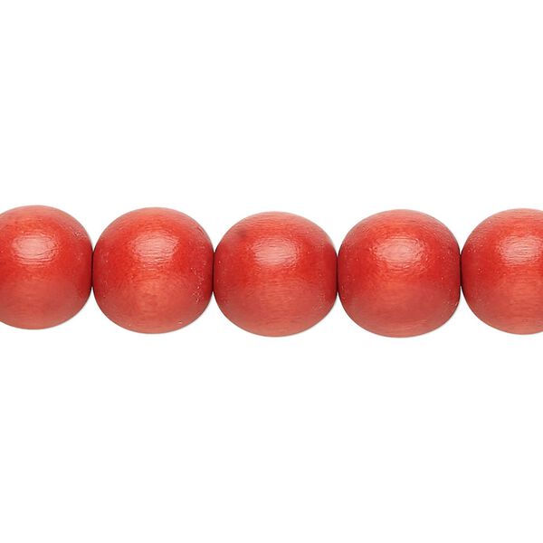 Bead, Taiwanese cheesewood (dyed / waxed), dark orange, 9-10mm round. Sold per pkg of (2) 15-1/2" to 16" strands. image number 0