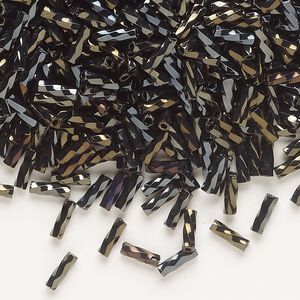 Bugle bead, Dyna-Mites™, glass, opaque iris gold, 6mm twisted. Sold per 1/2 kilogram pkg.