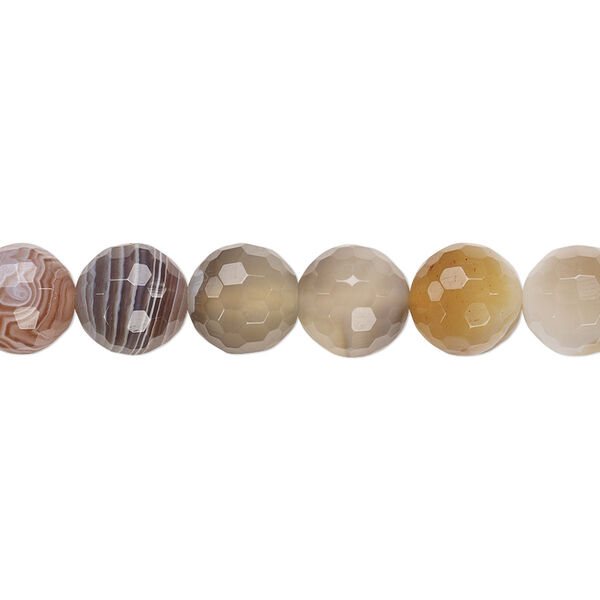 Bead, Botswana agate (natural), 8mm faceted round, B grade, Mohs hardness 6-1/2 to 7. Sold per 15-1/2" to 16" strand. image number 0