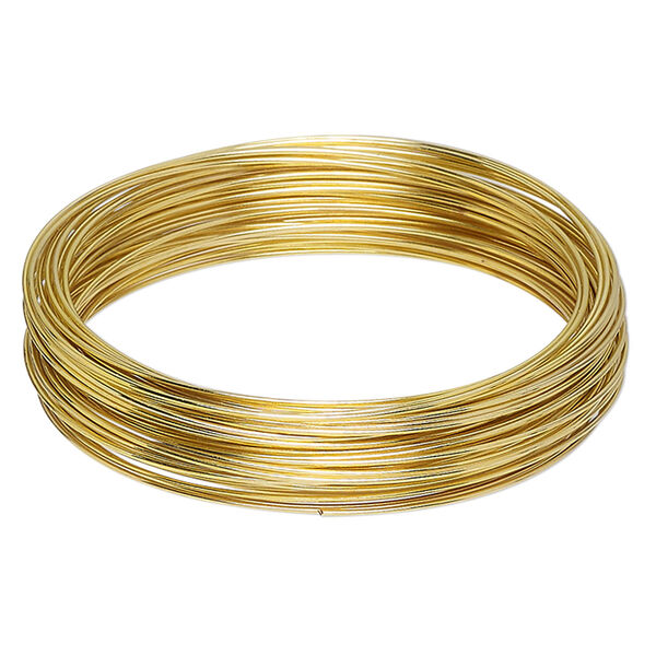 Memory wire, gold-plated high carbon steel, 2-1/4 inch bracelet, 0.7mm thick. Sold per 1-ounce pkg, approximately 46 loops. image number 0