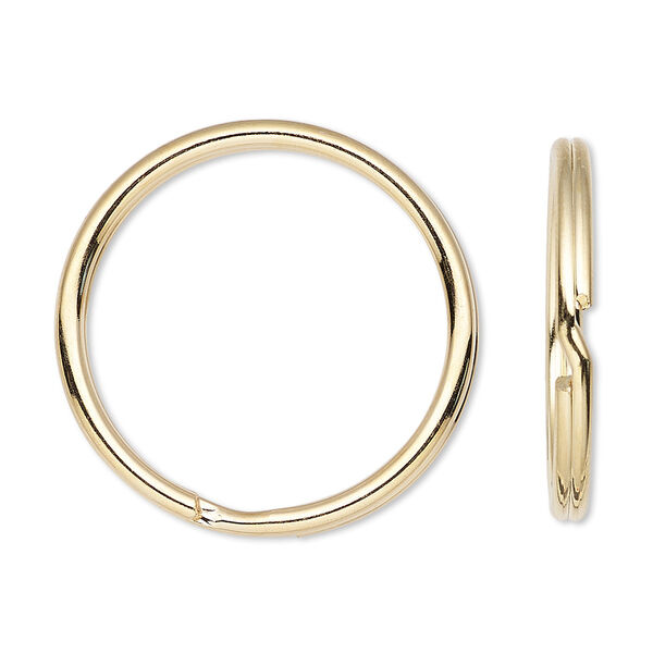 Split ring, gold-finished steel, 28mm round with 24mm inside diameter. Sold per pkg of 100. image number 0