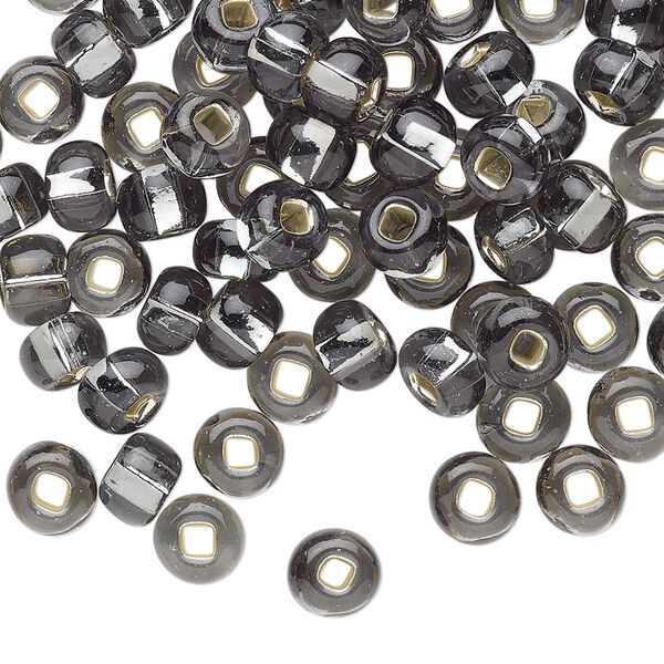 Seed bead, Preciosa Ornela Czech glass, pkg/50g, #2 rocaille, transparent silver-lined grey, (47010). image number 0