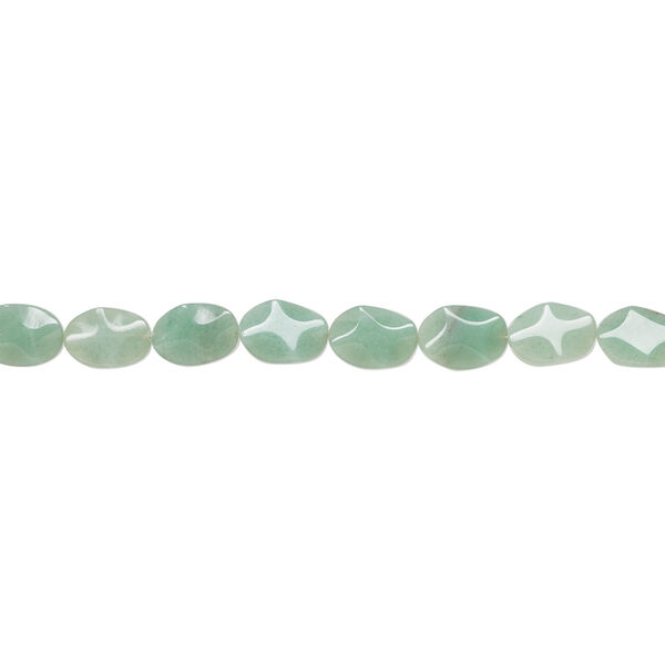 Green aventurine 1pkg1, wavy oval bead natural, 15 inch 24x18mm-25x18mm image number 1