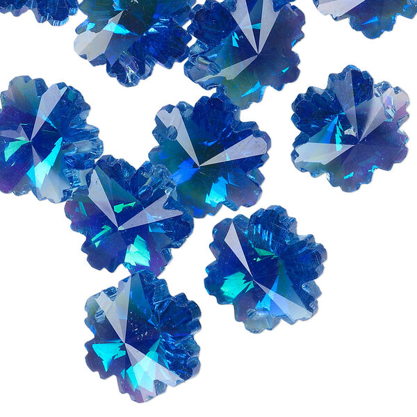 Drop 16pk dark blue AB, Celestial Crystal® 14x13mm snowflake image number 0